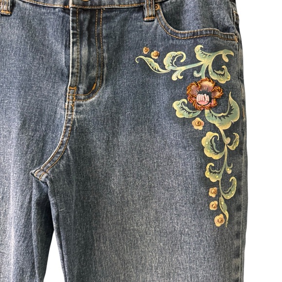 DG2 Diane Gilman Floral Embroidered Cropped Jeans 6P - Picture 3 of 5